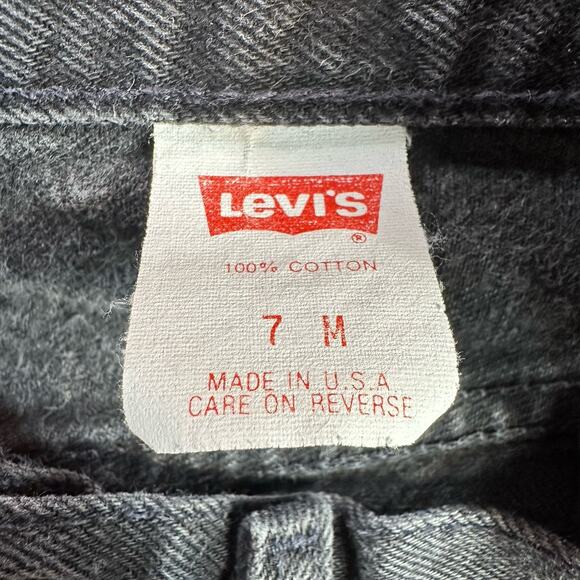 Vintage 90s Levis 501 Size 7 Black Button Fly Jeans Denim Pants Made USA 25x31.5 - Picture 10 of 12